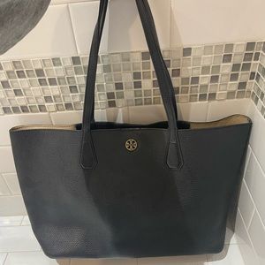 Black Tory Burch Leather Button Tote